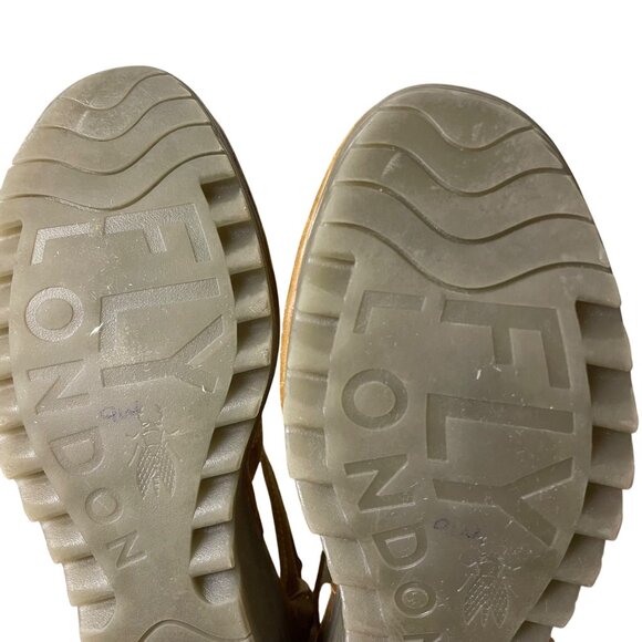 Fly London Yafi Lace Up Leather Wedge Sandals Brown Tan Sz 41 (EU) - Picture 6 of 9